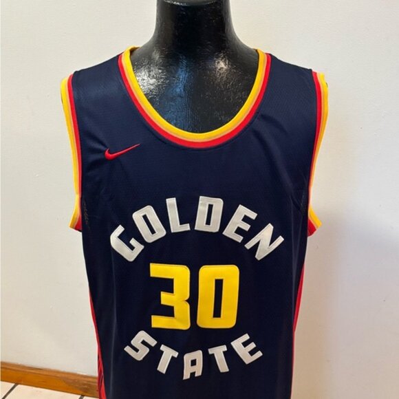 Golden State Warriors Stephen Curry # 30 Jersey Blue/Yellow , Unisex - Picture 9 of 12